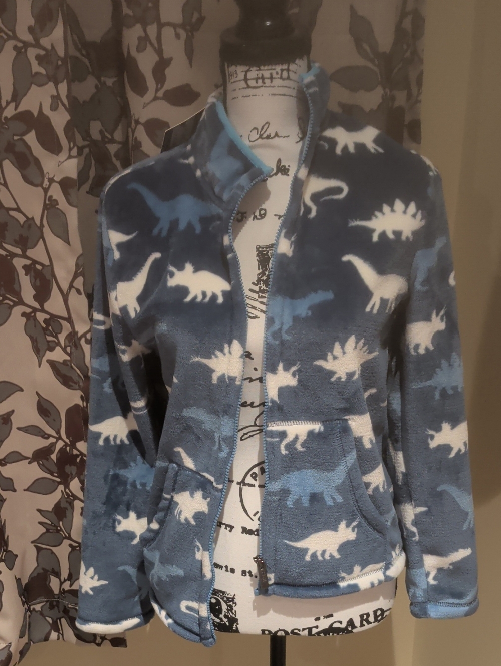 Boys Size 12 Hatley Blue Dinosaur Fleece Jacket